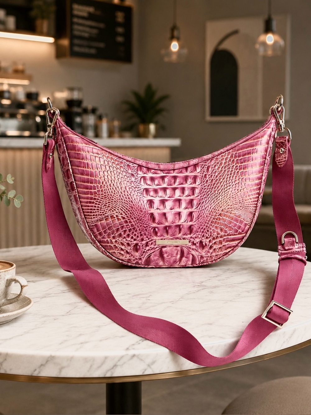 Brahmin Percy Crossbody Bag Rouge Blush Pink Melbourne Leather